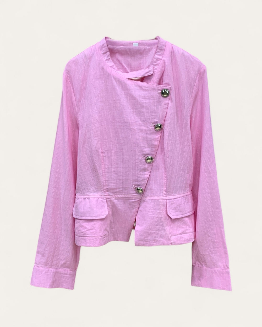 Pink Asymmetrical Textured Jacket - Zilvina