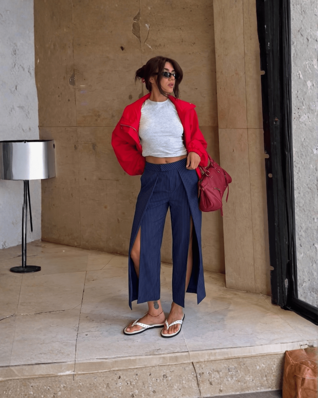 Pinstripe Wide Leg Pants - Zilvina