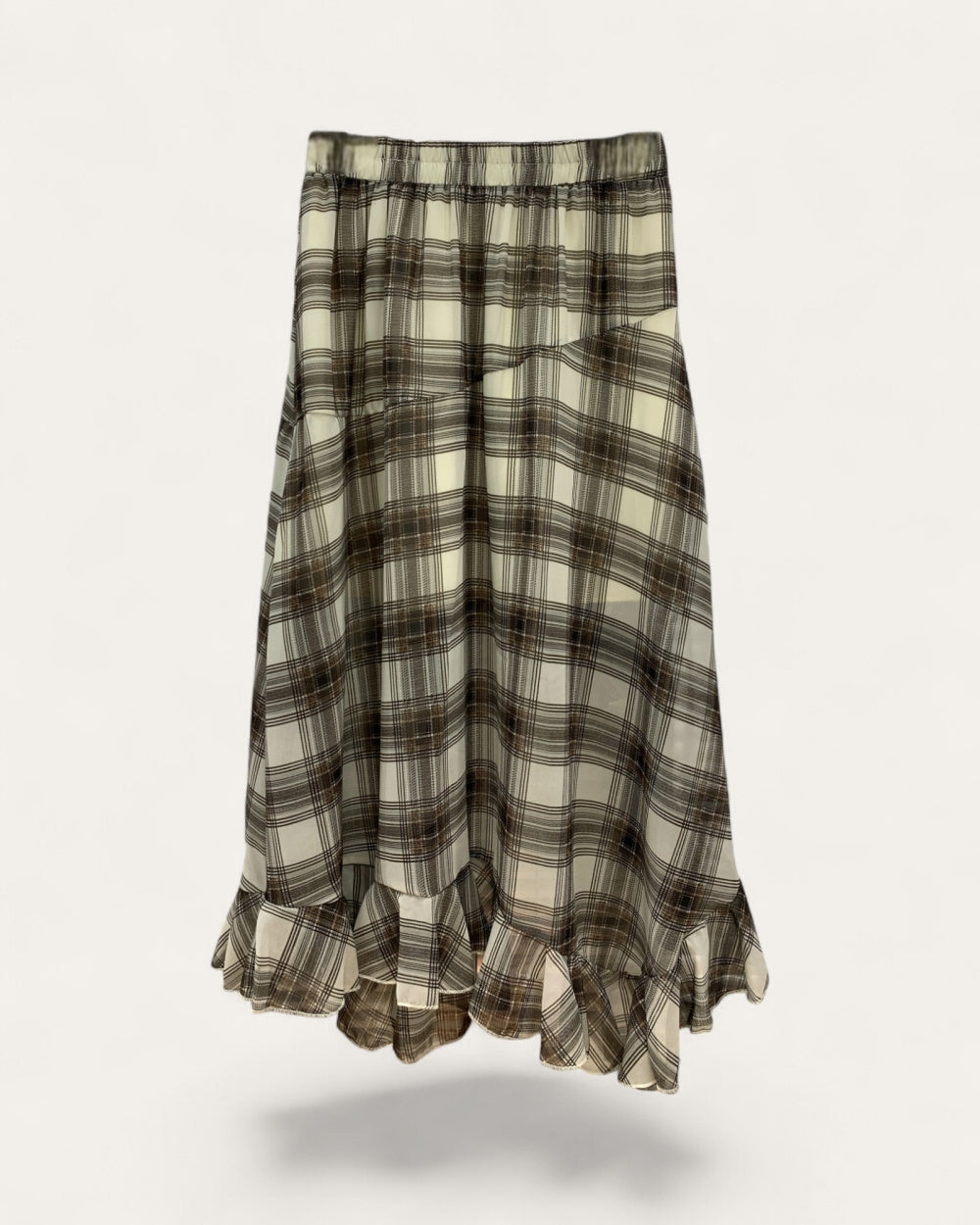 Plaid Asymmetrical Ruffle Skirt - Zilvina