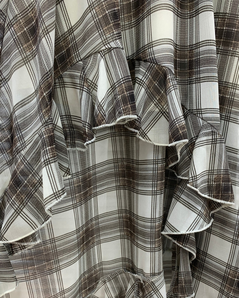 Plaid Asymmetrical Ruffle Skirt - Zilvina