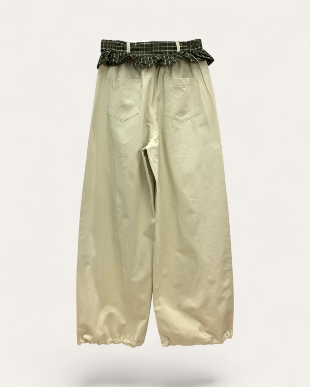 Plaid Belted Barrel - Leg Casual Pants - Zilvina