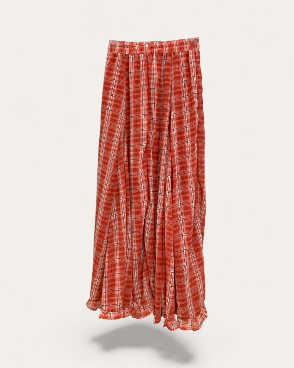 Plaid Elastic Waist Wide - Leg Pants - Zilvina