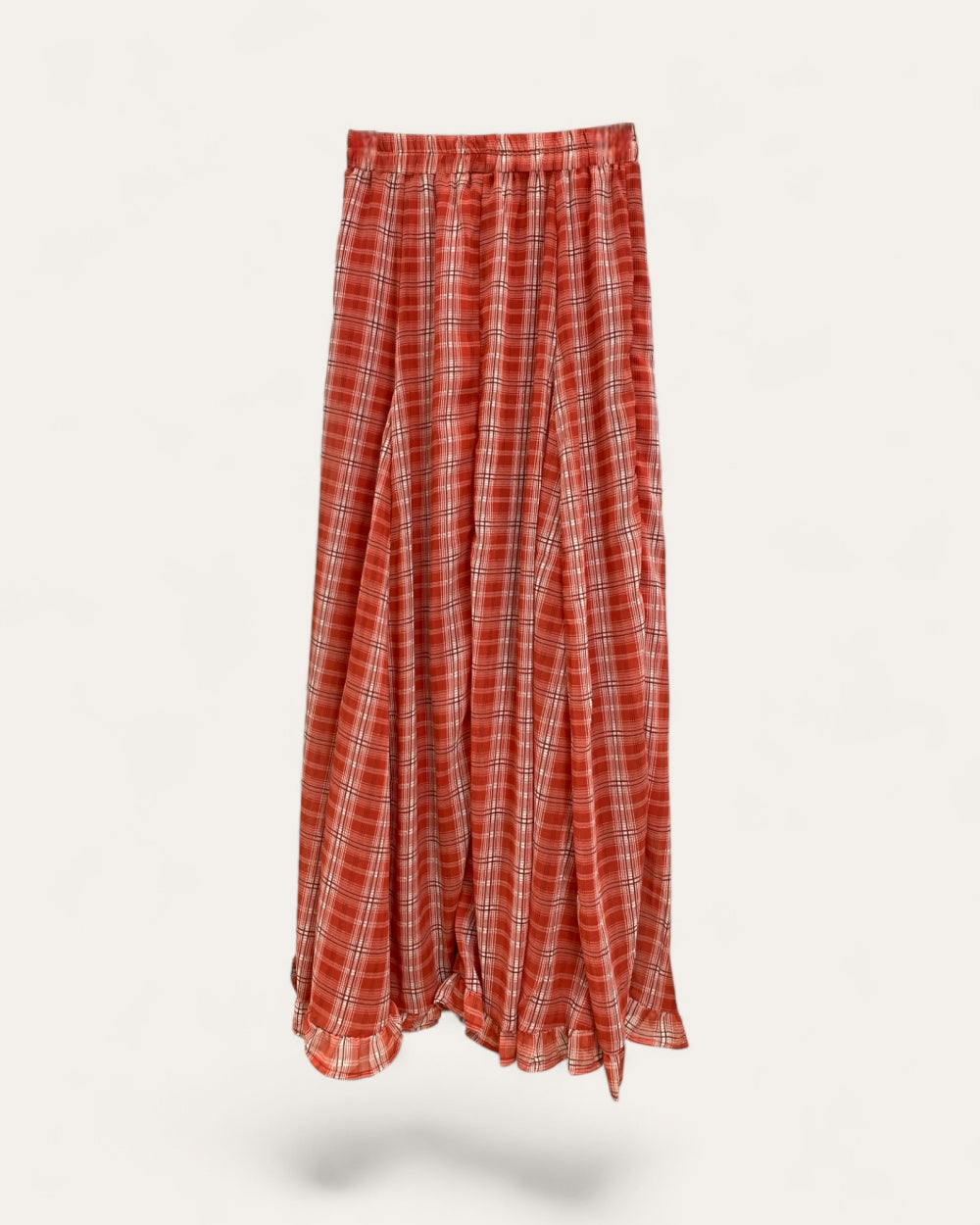 Plaid Elastic Waist Wide - Leg Pants - Zilvina