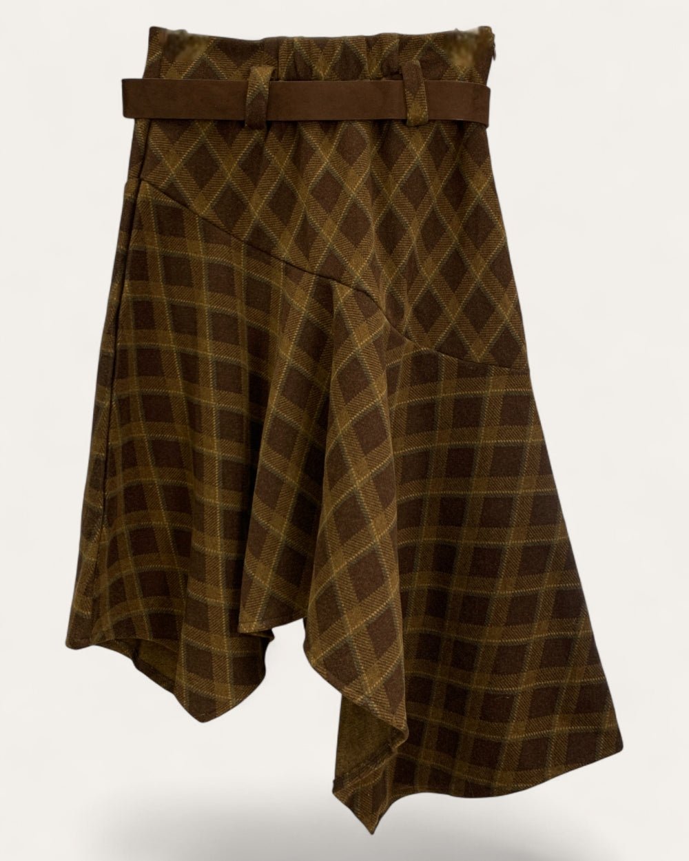 Plaid Handkerchief Hem Skirt - Zilvina