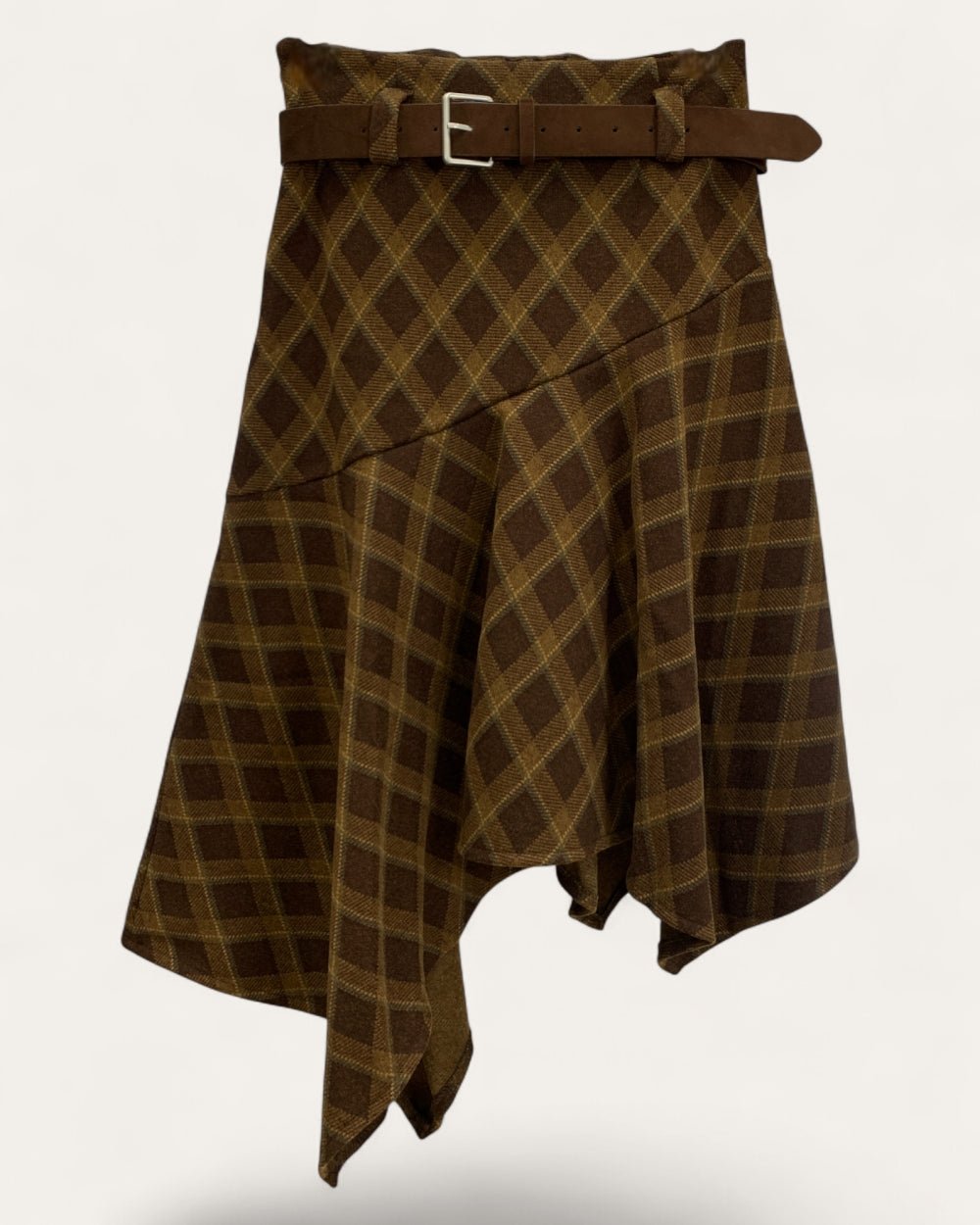 Plaid Handkerchief Hem Skirt - Zilvina