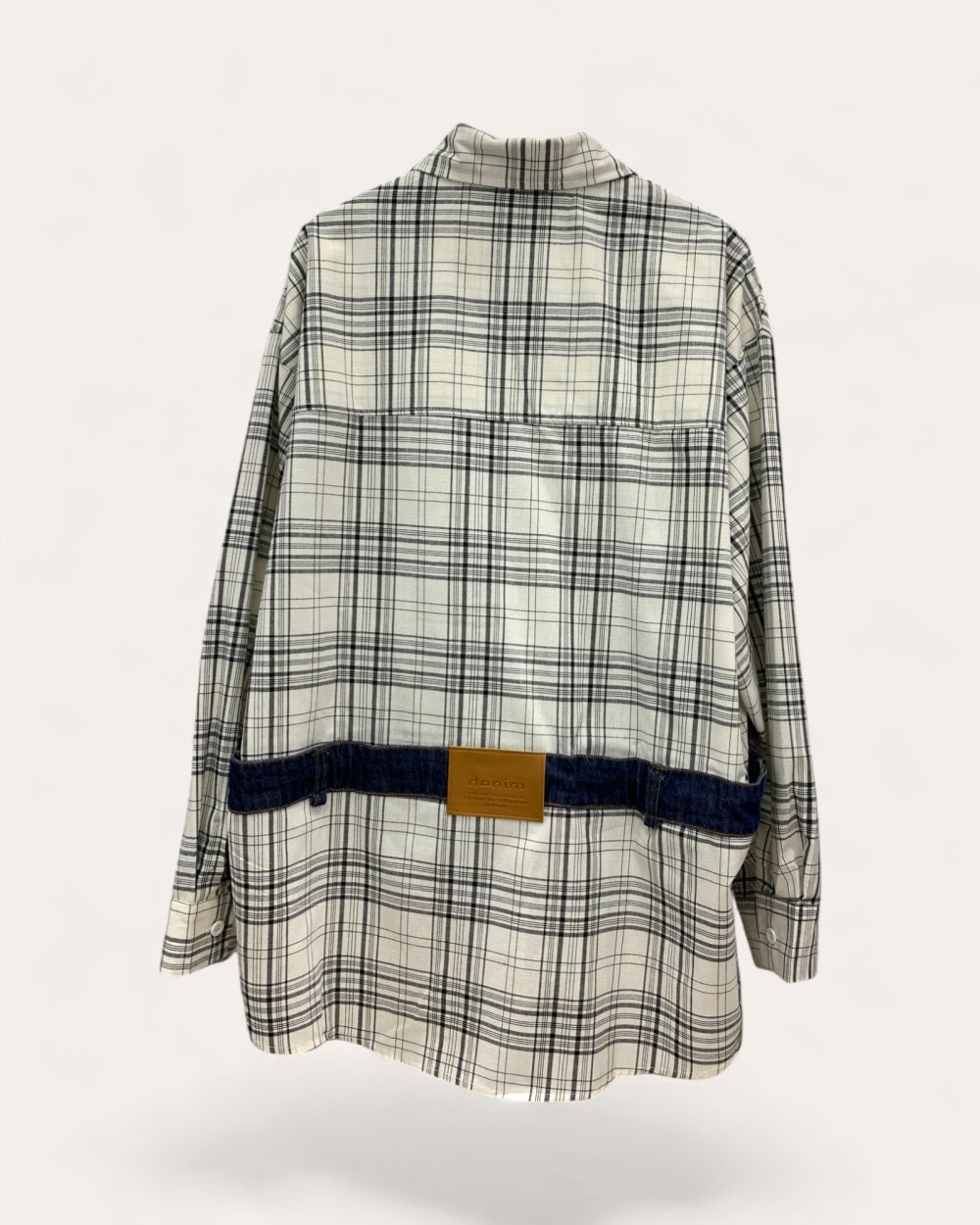 Plaid Shirt with Denim Pocket Panel - Zilvina