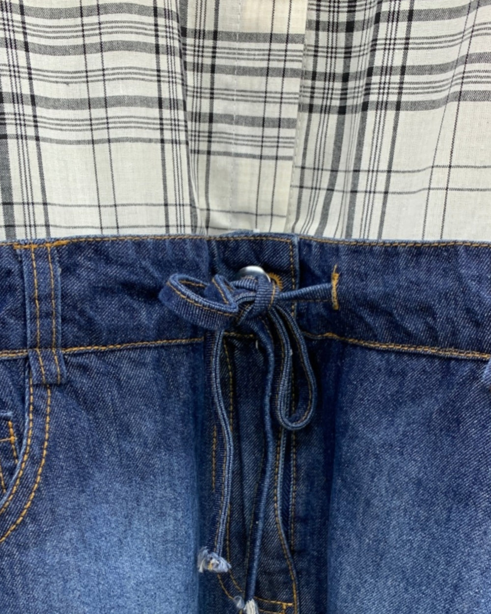 Plaid Shirt with Denim Pocket Panel - Zilvina