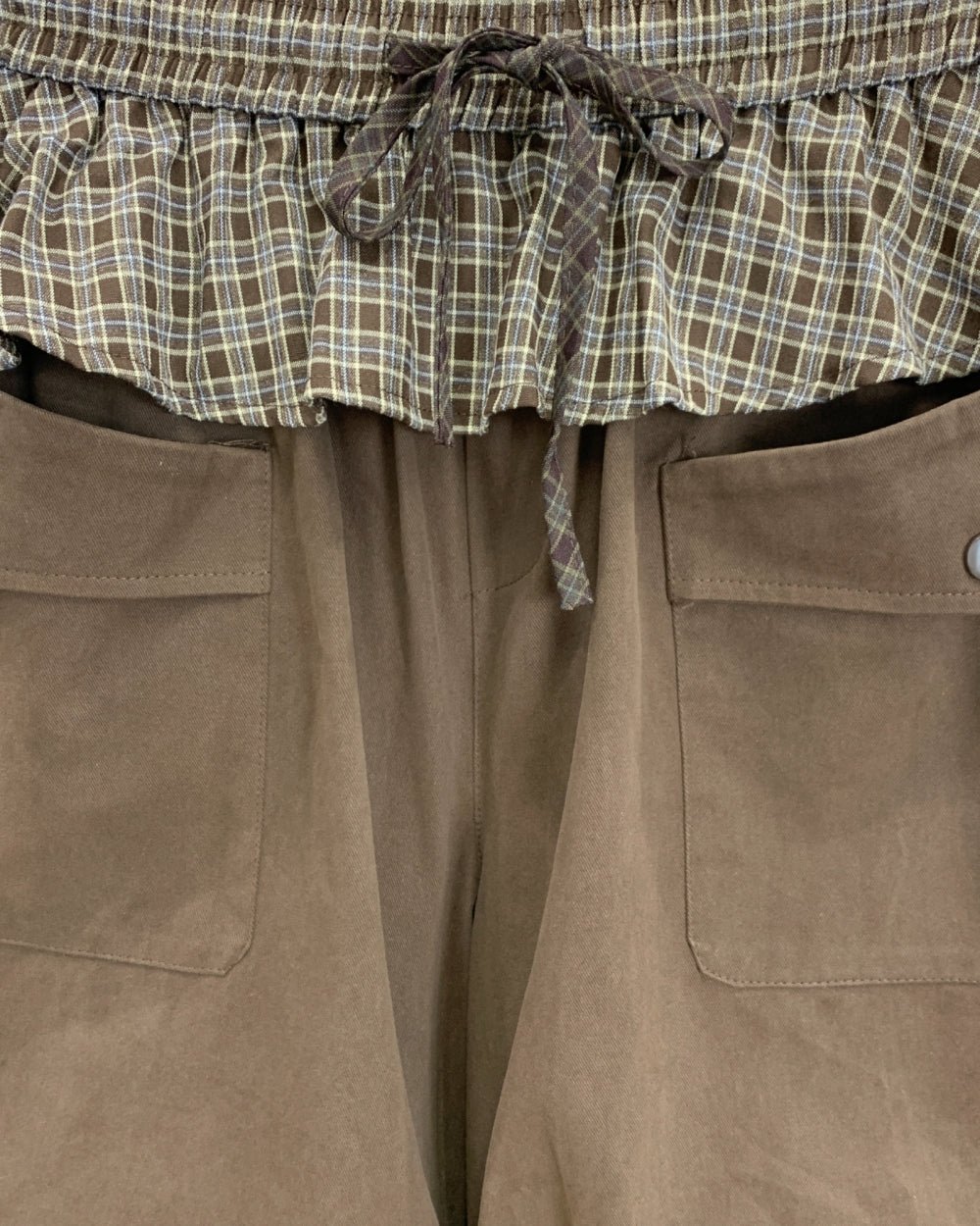 Plaid Trim Utility Cargo Pants - Zilvina