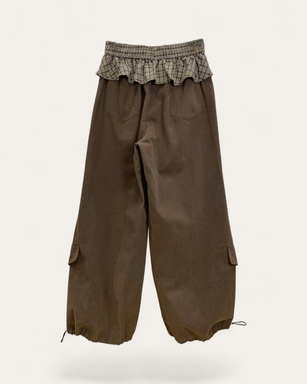 Plaid Trim Utility Cargo Pants - Zilvina