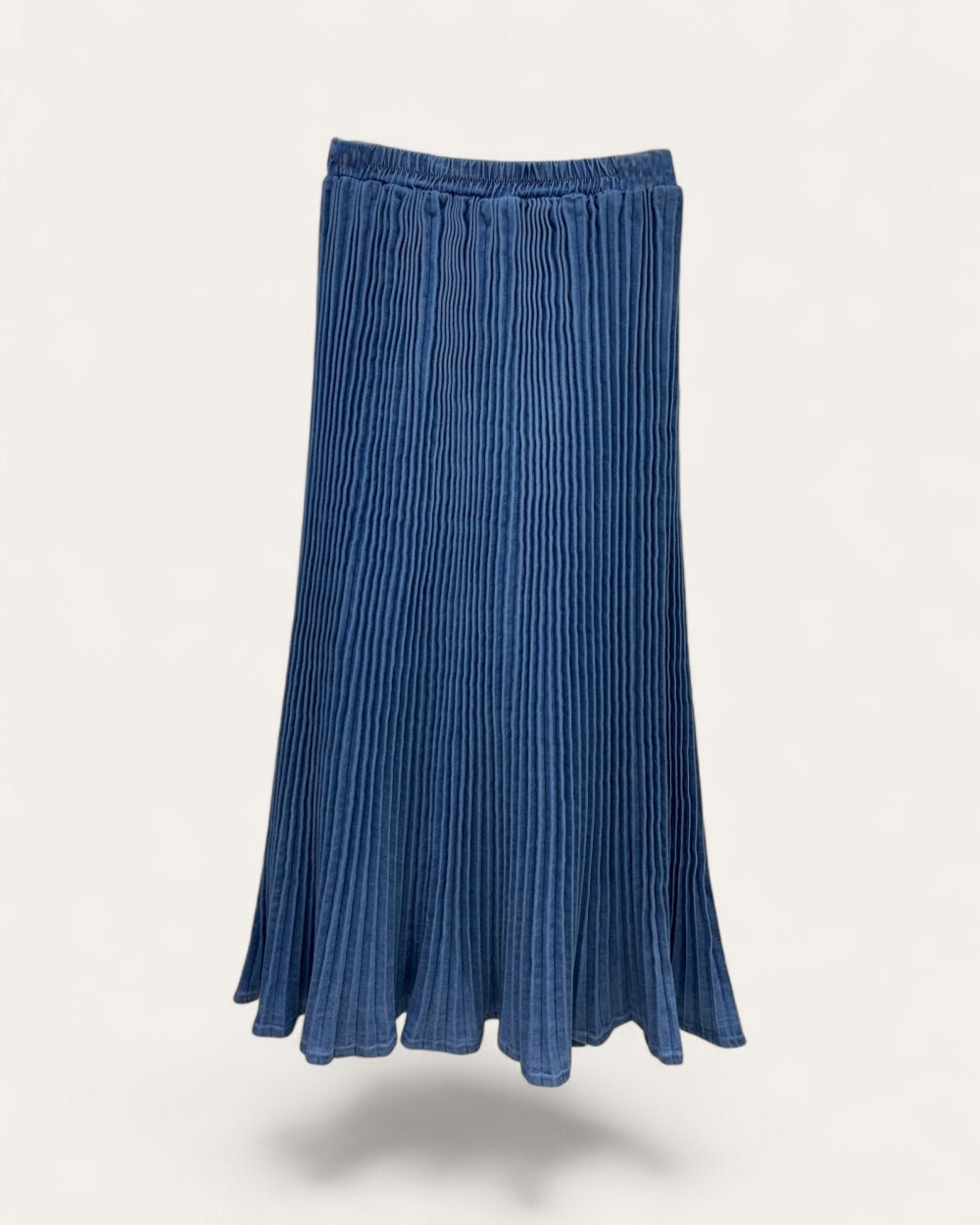 Pleated A - Line Denim Skirt - Zilvina