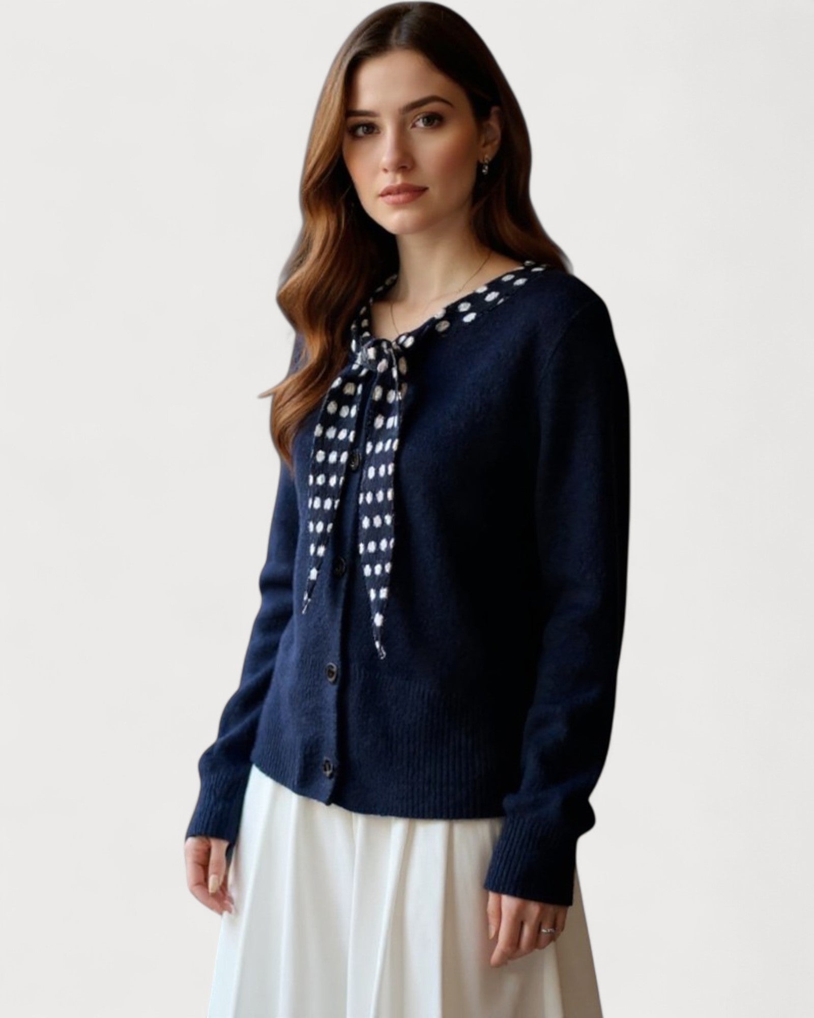 Polka Dot Bow Tie Cardigan - Zilvina