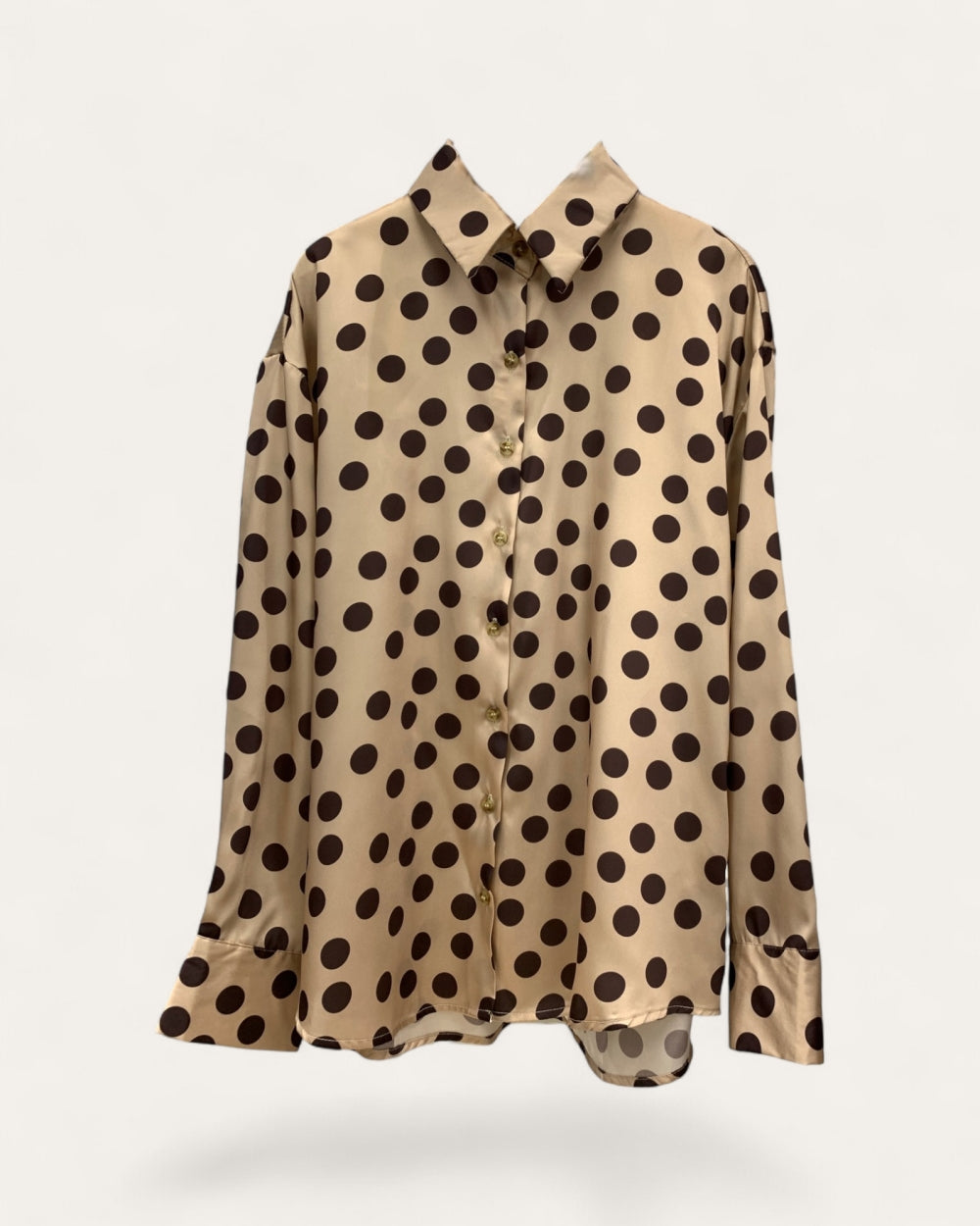 Polka Dot Button - Up Blouse - Zilvina