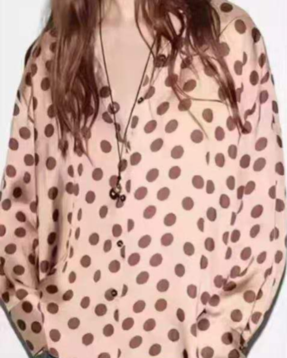 Polka Dot Button - Up Blouse - Zilvina