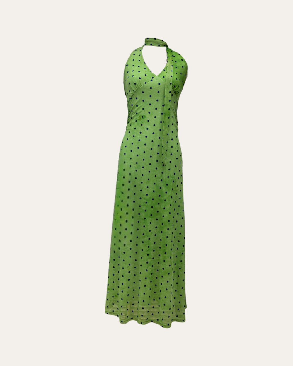 Polka Dot Halter Neck Maxi Dress - Zilvina