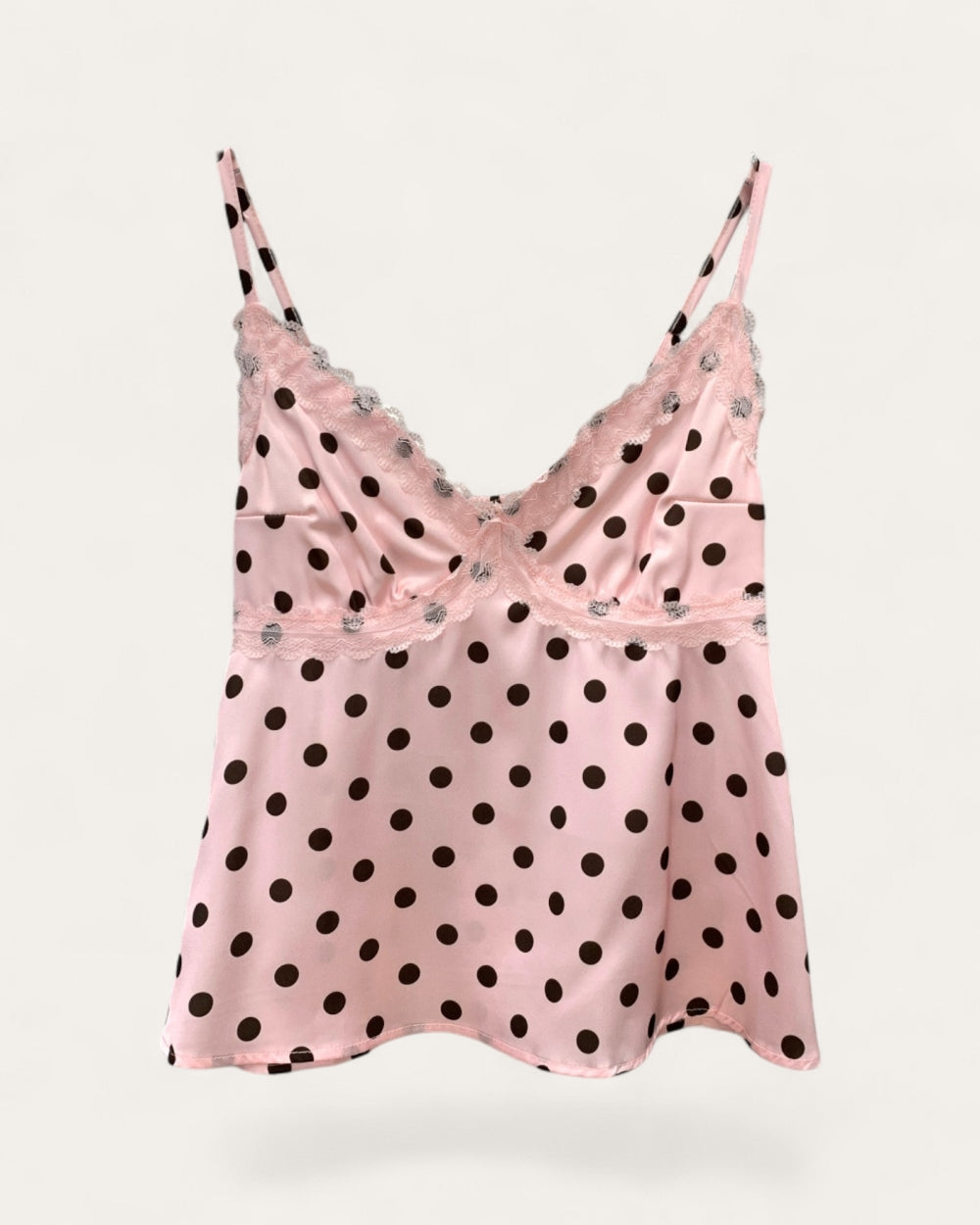 Polka Dot Lace Trim Cami Top - Zilvina