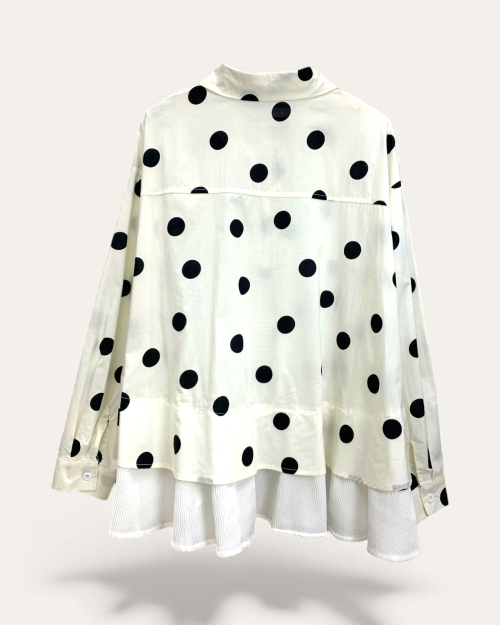 Polka Dot Layered Hem Shirt - Zilvina