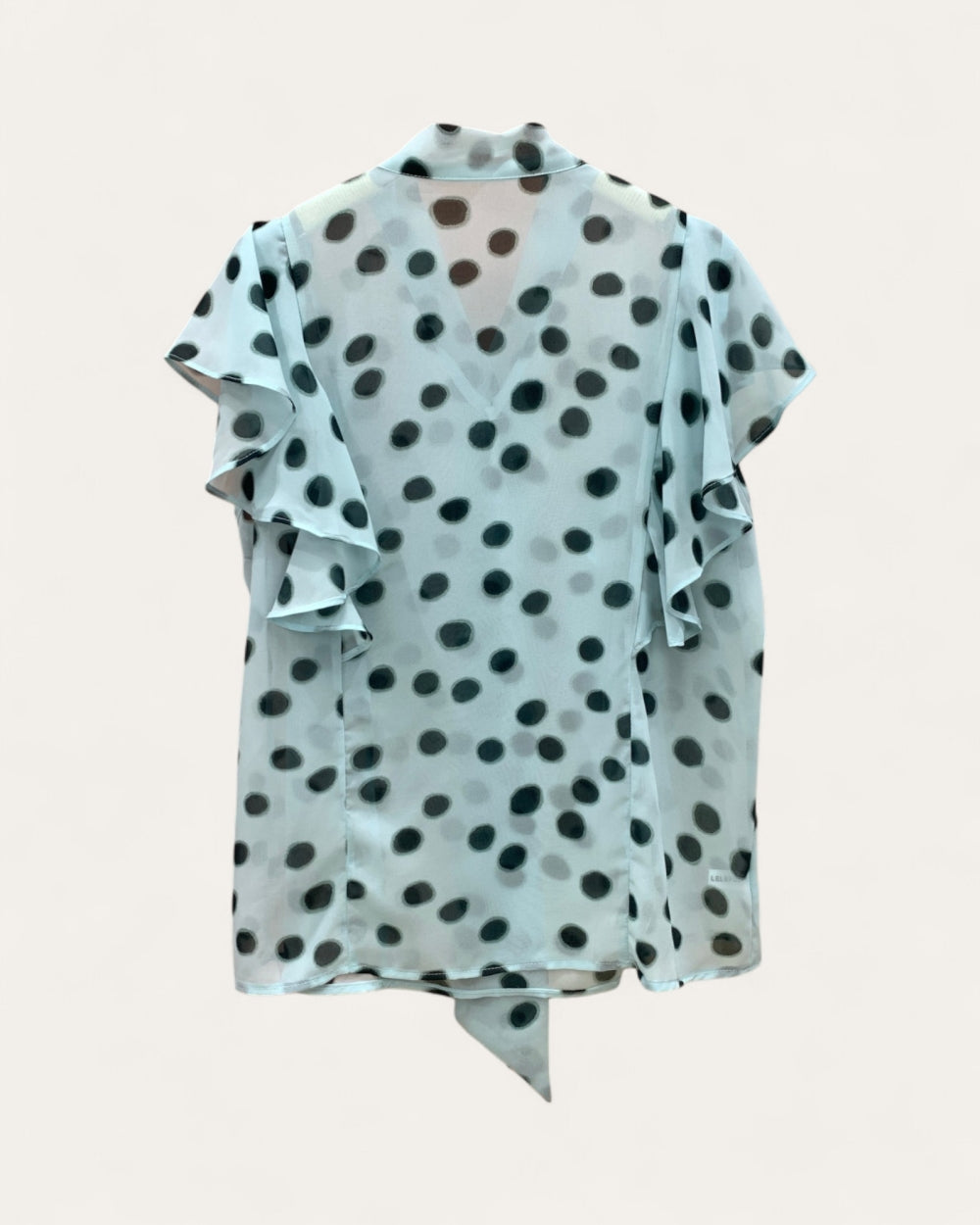 Polka Dot Ruffle Tie Blouse - Zilvina