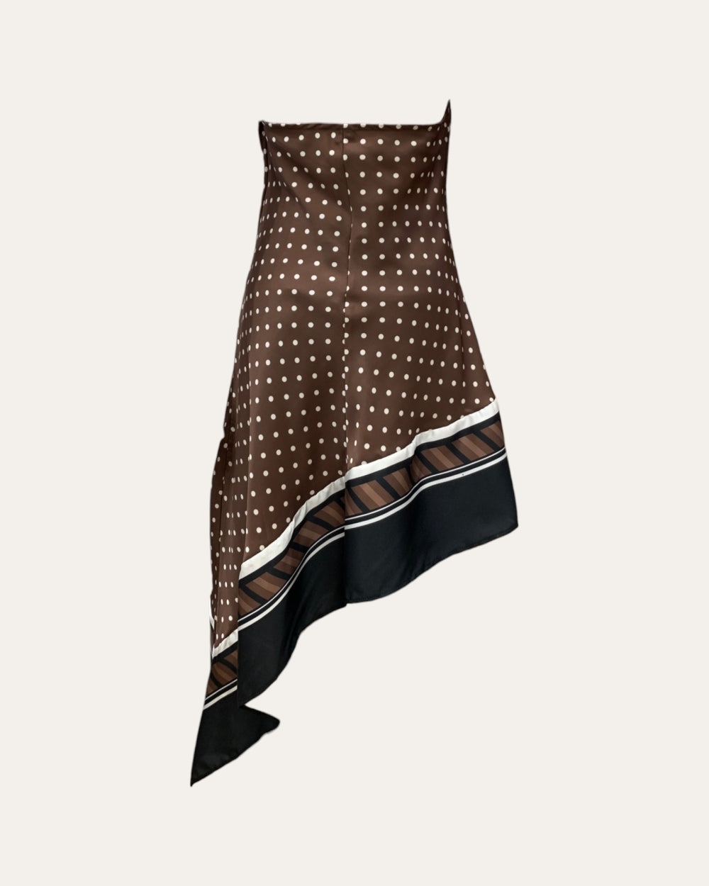 Polka Dot Satin Asymmetric Dress - Zilvina