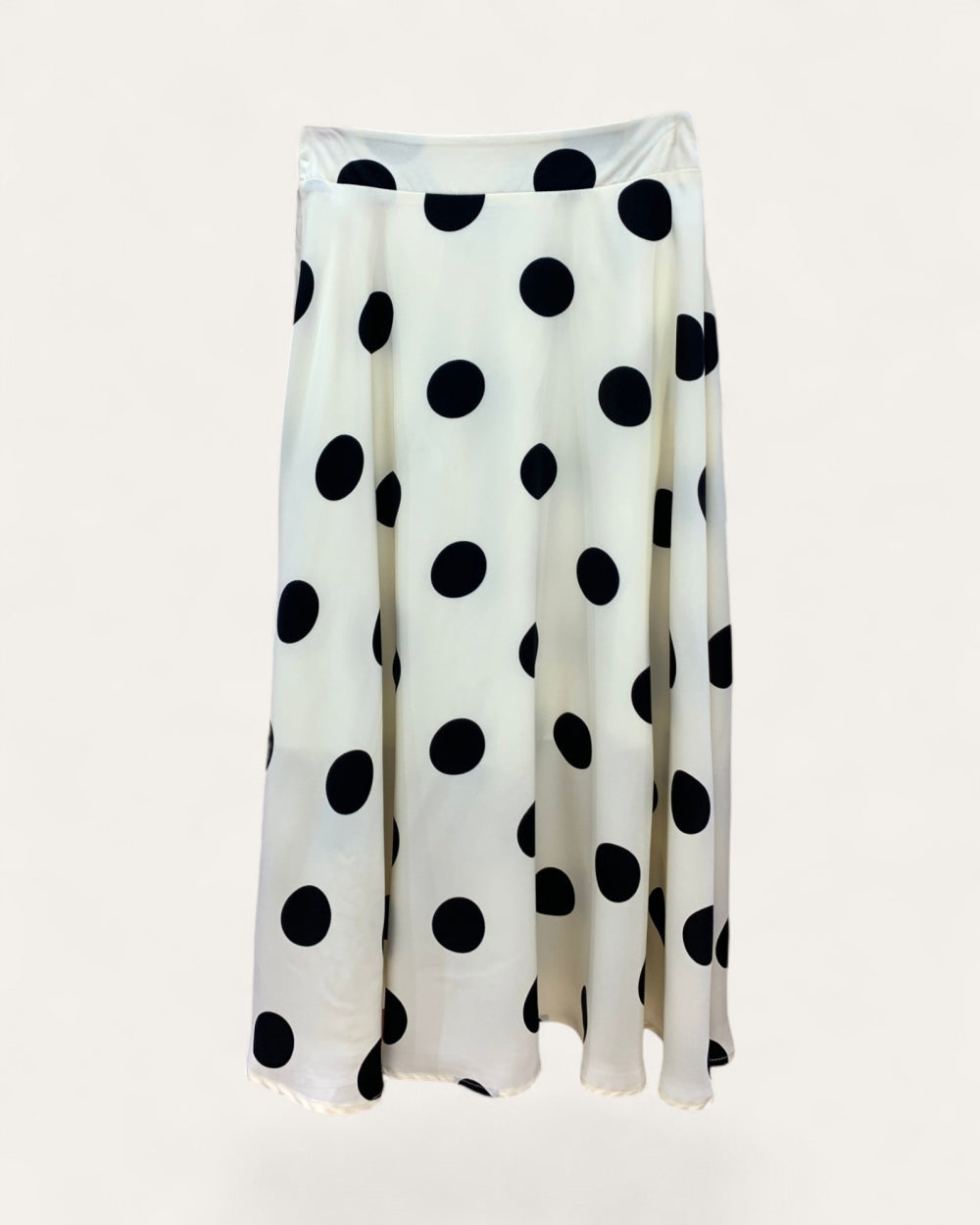 Polka Dot Satin Midi Skirt - Zilvina
