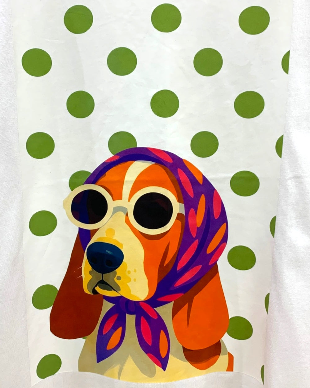 Polka Dot Scarf Dog Graphic Tee - Zilvina