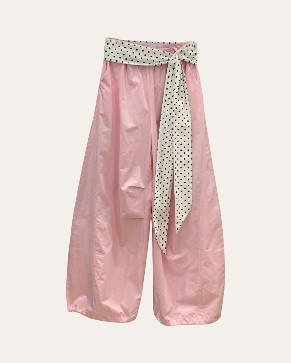 Polka Dot Tie - Waist Wide Pants - Zilvina