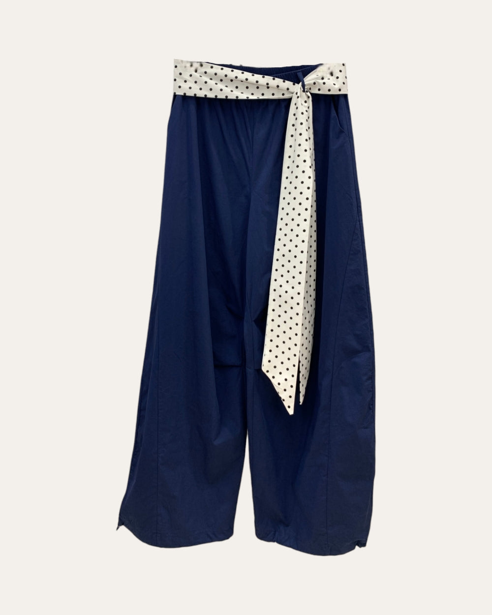 Polka Dot Tie - Waist Wide Pants - Zilvina