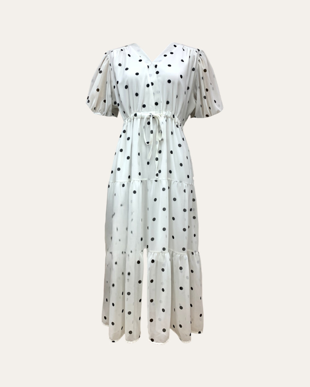 Polka Dot Tiered Midi Dress - Zilvina