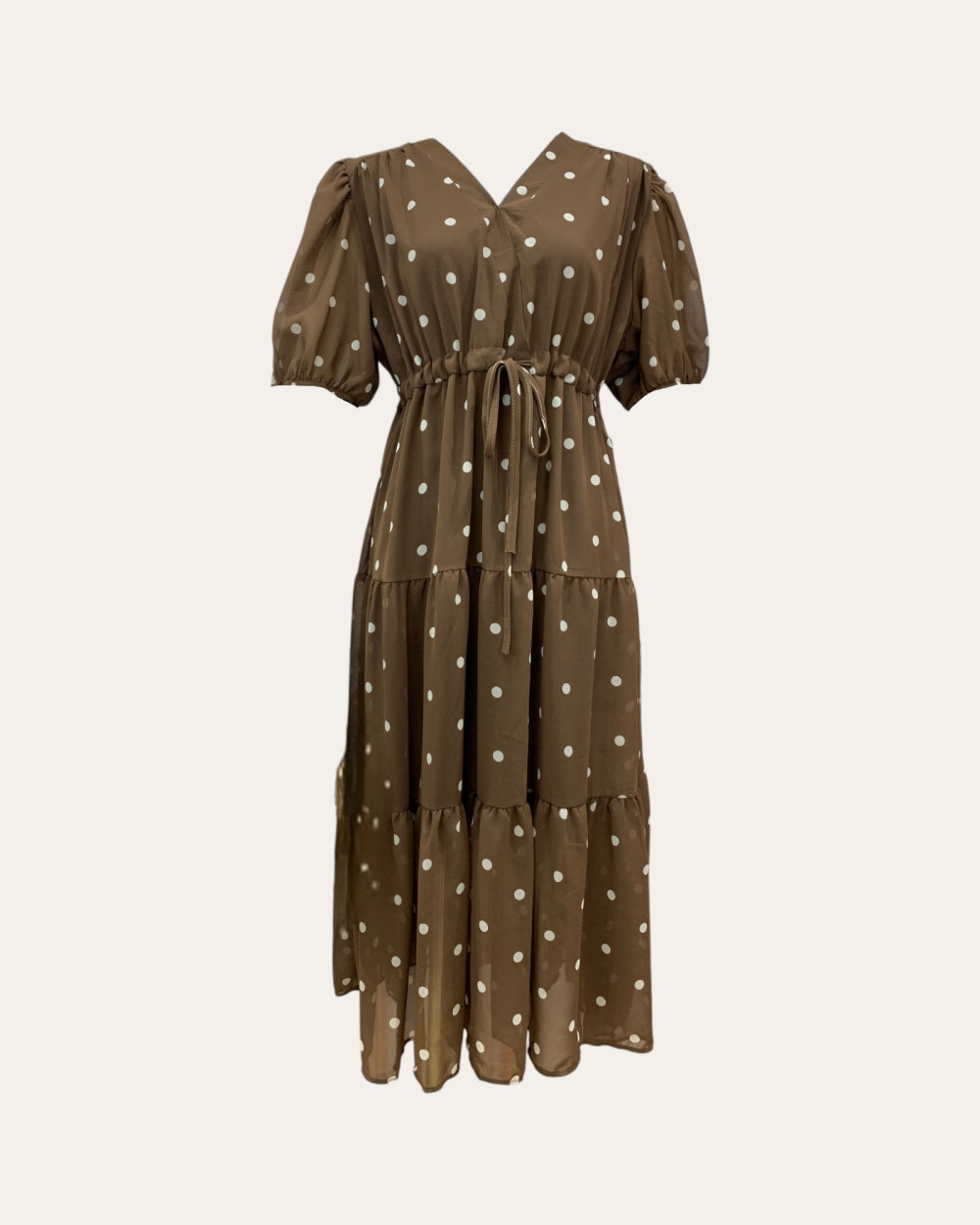 Polka Dot Tiered Midi Dress - Zilvina