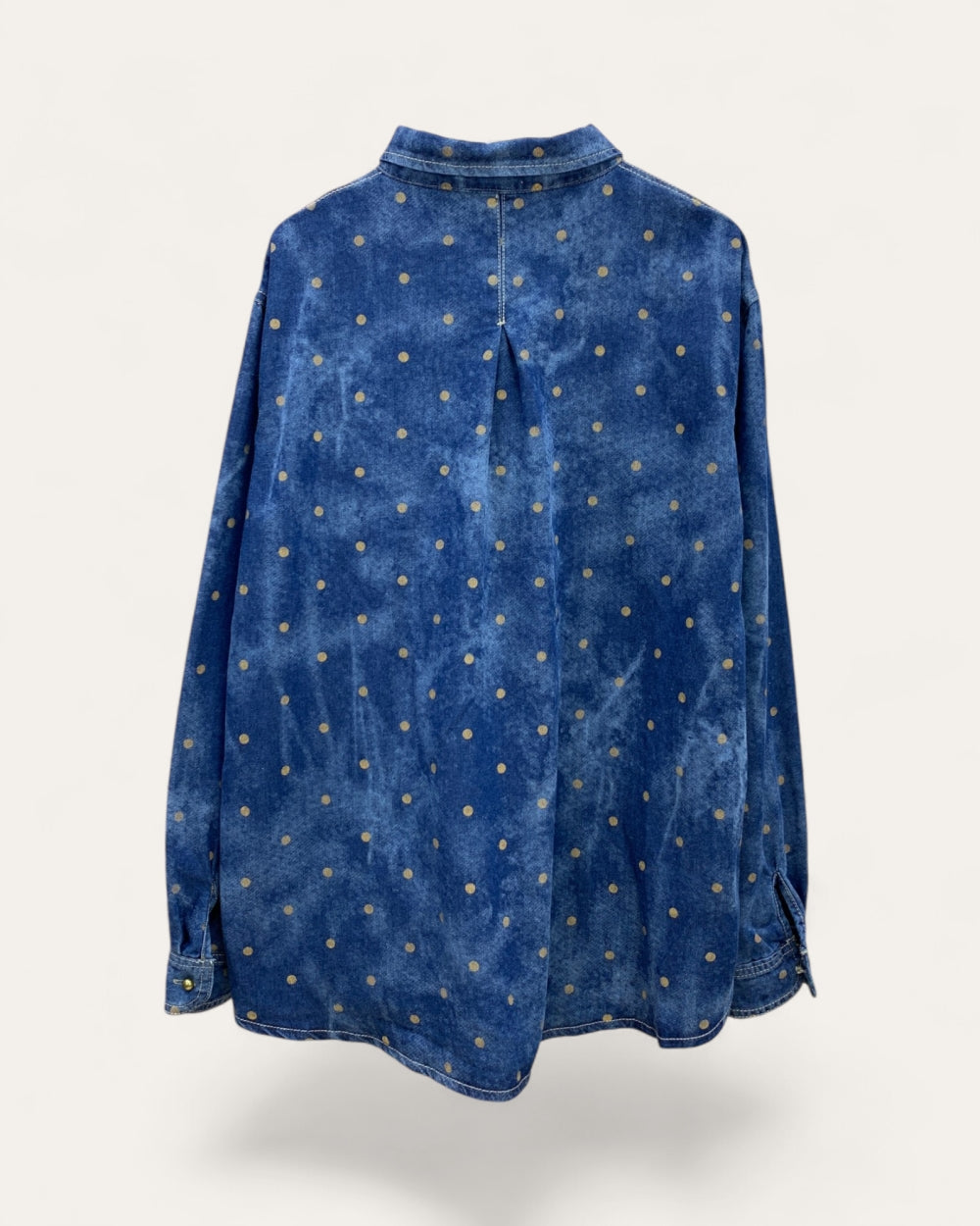 Polka Dot Washed Denim Shirt - Zilvina