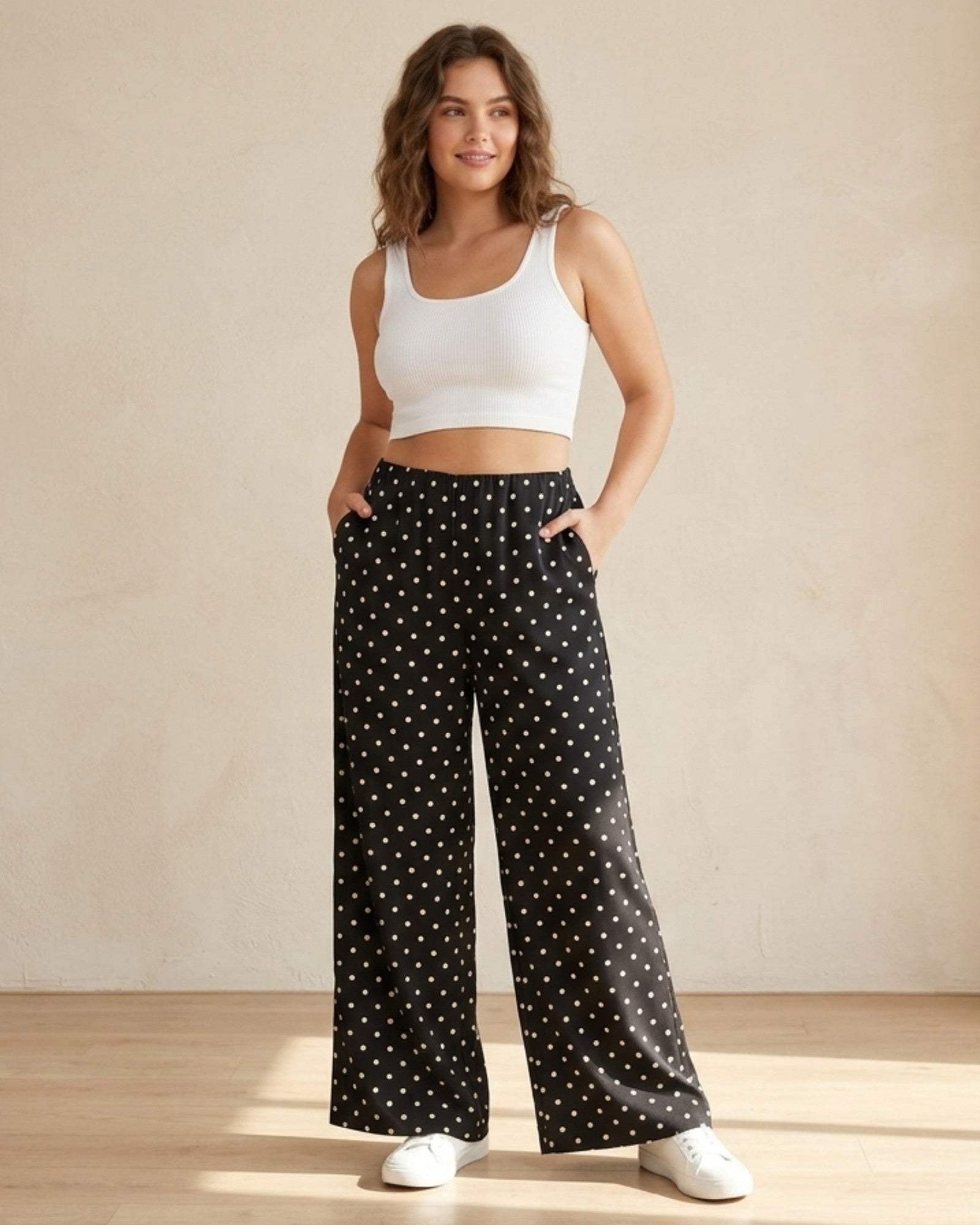 Polka Dot Wide - Leg Pants - Zilvina