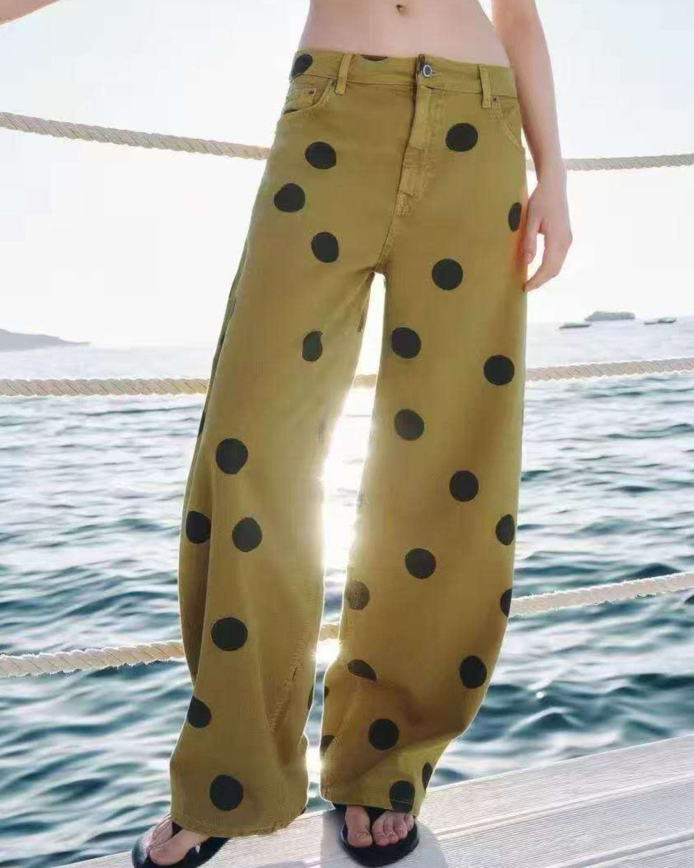 Polka Dot Wide-Leg Pants - Zilvina