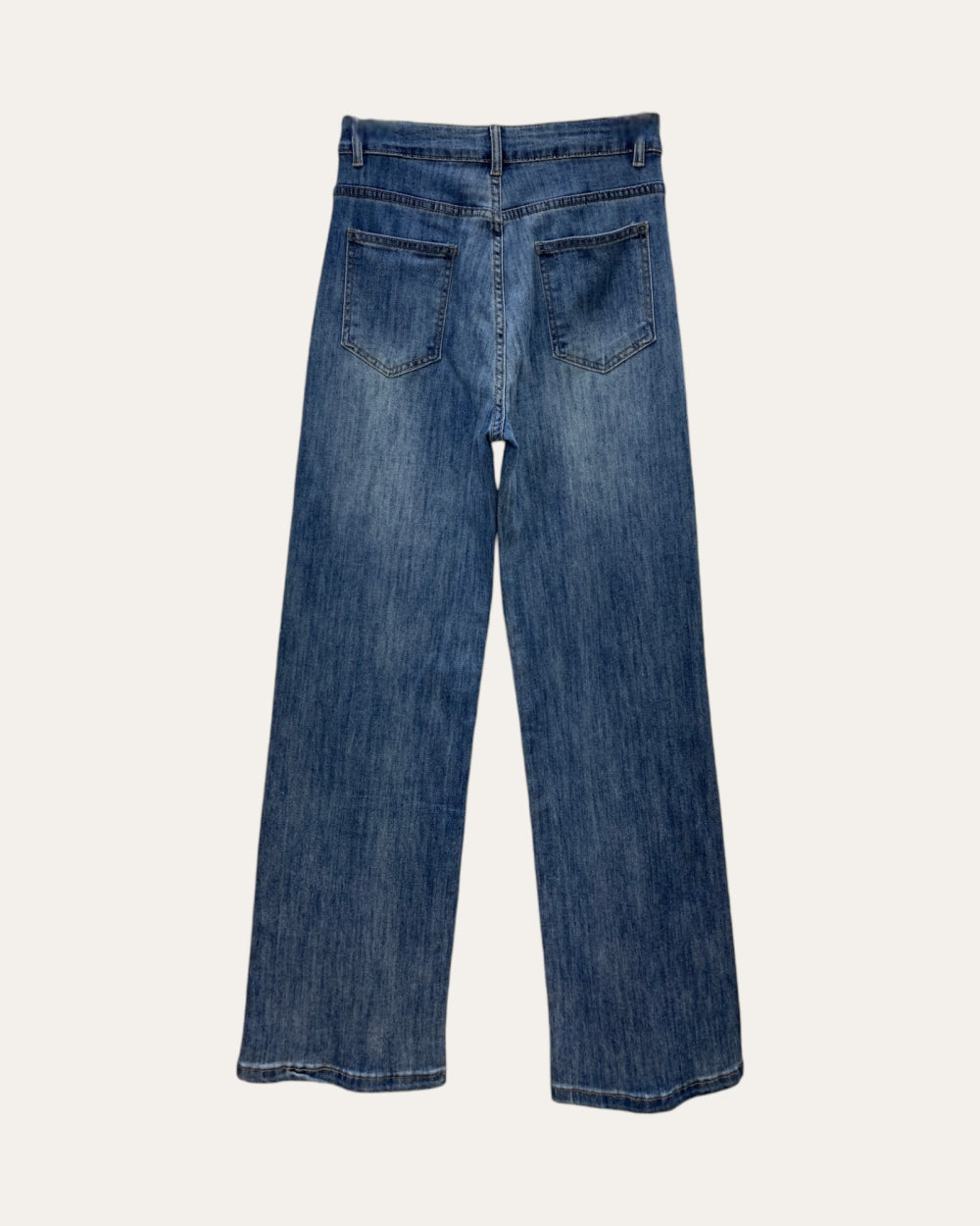 Printed Embellished Vintage Wash Straight Leg Jeans - Zilvina