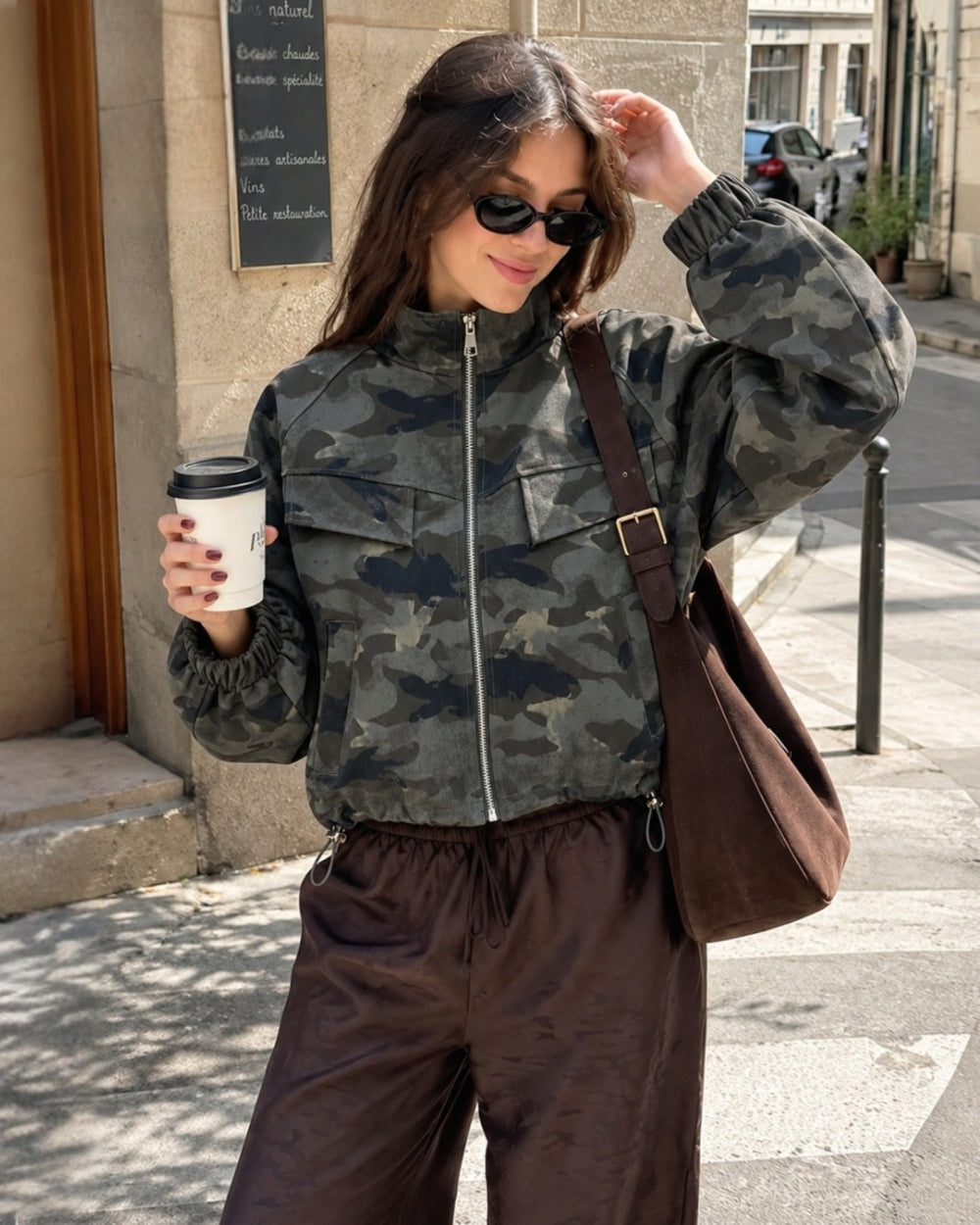 Printed Utility Cropped Jacket - Zilvina