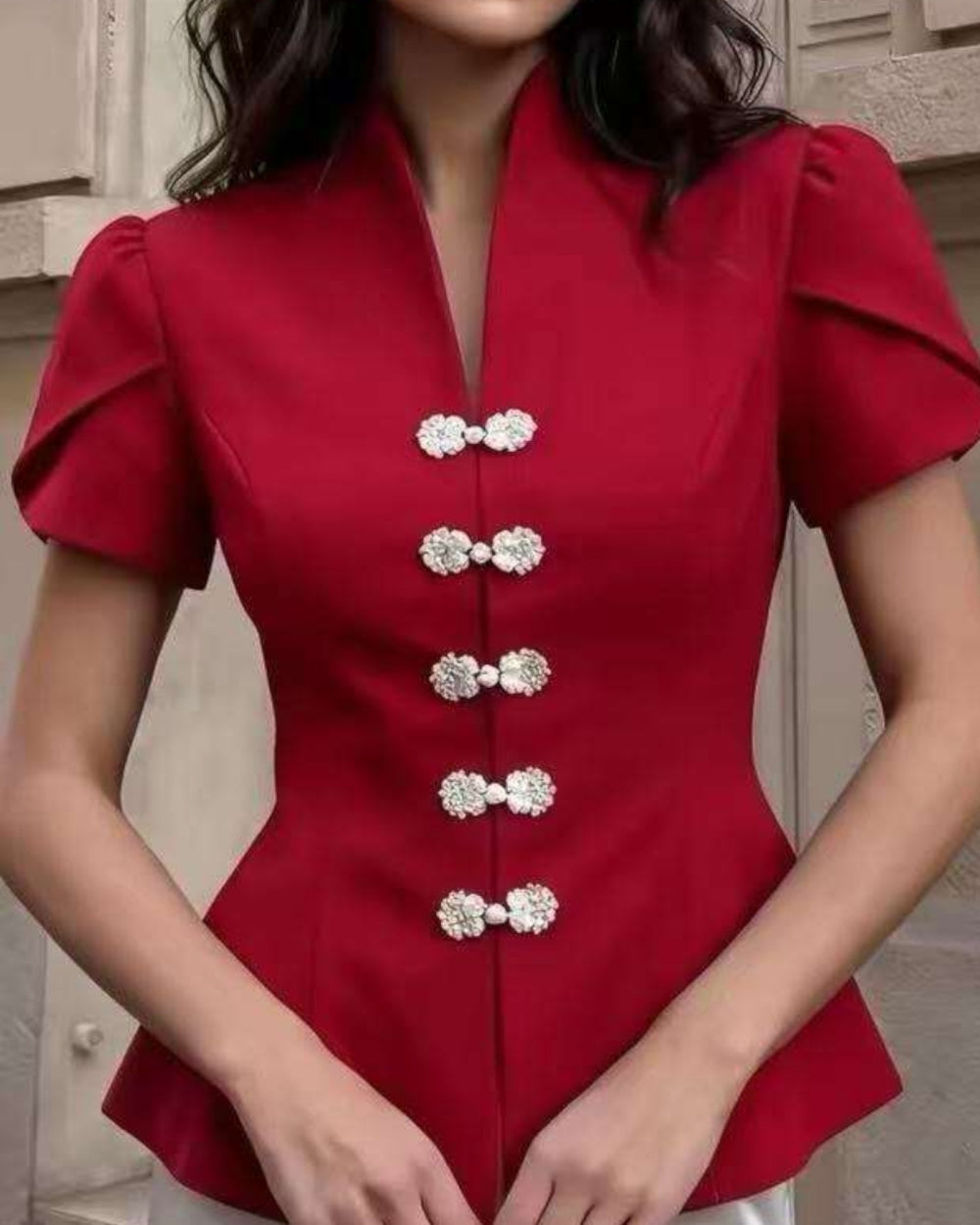 Puff Sleeve Peplum Top - Zilvina