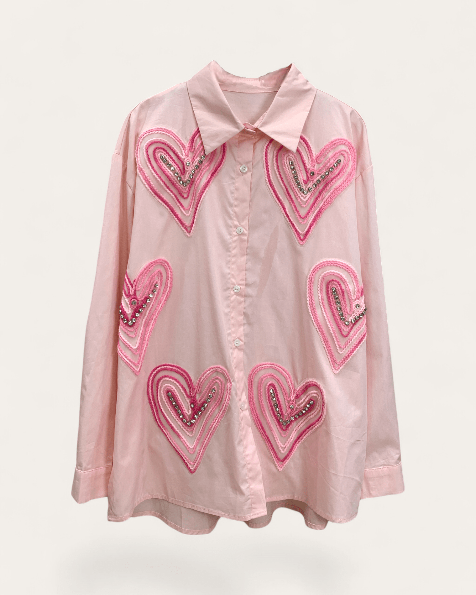 Rainbow Heart Embroidered Button - Up Shirt - Zilvina