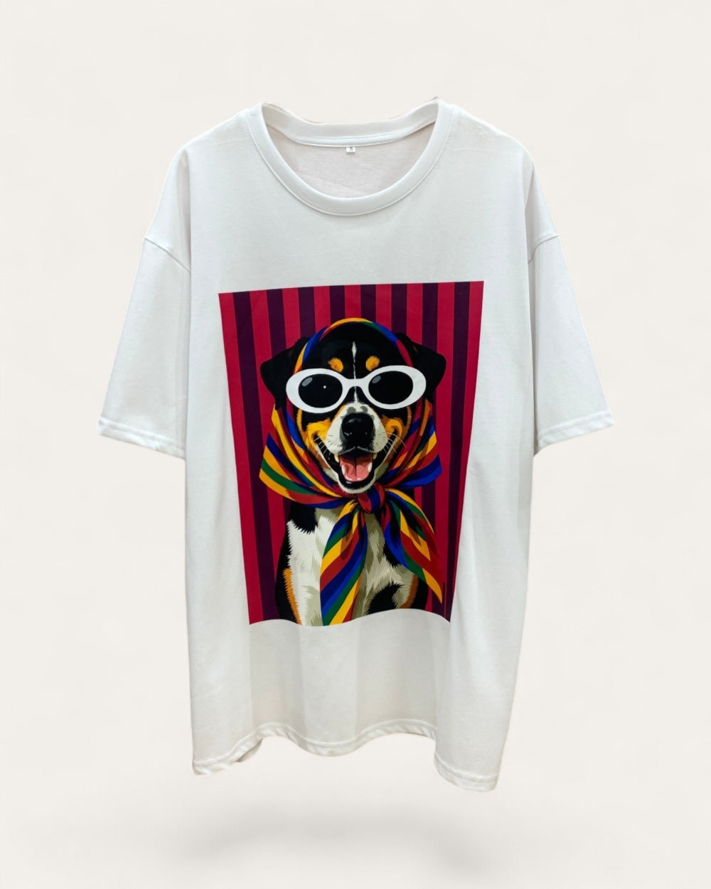 Rainbow Scarf Dog Graphic Tee - Zilvina