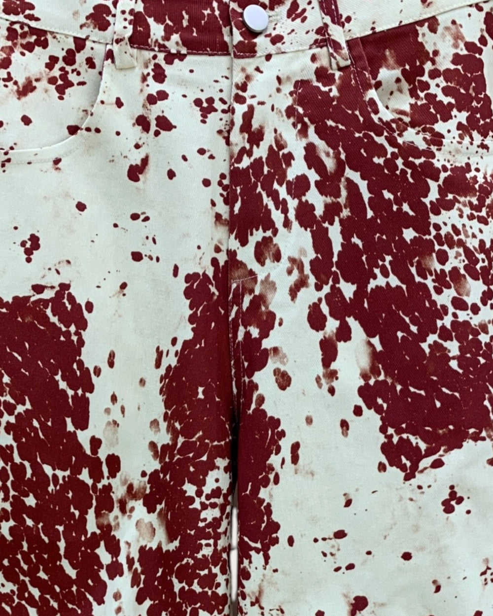 Red Splatter Print Barrel-Leg Pants - Zilvina