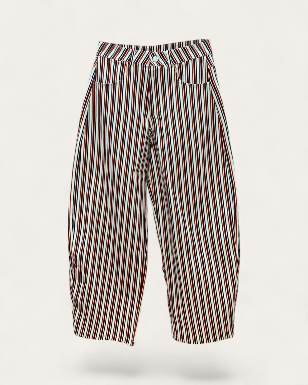 Retro Stripe Barrel Pants - Zilvina