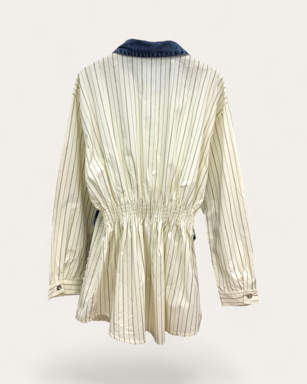 Rhinestone Collar Striped Shirt - Zilvina