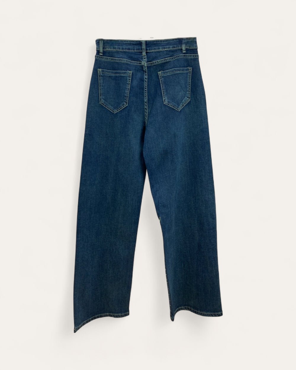 Rhinestone Gradient Straight Jeans - Zilvina