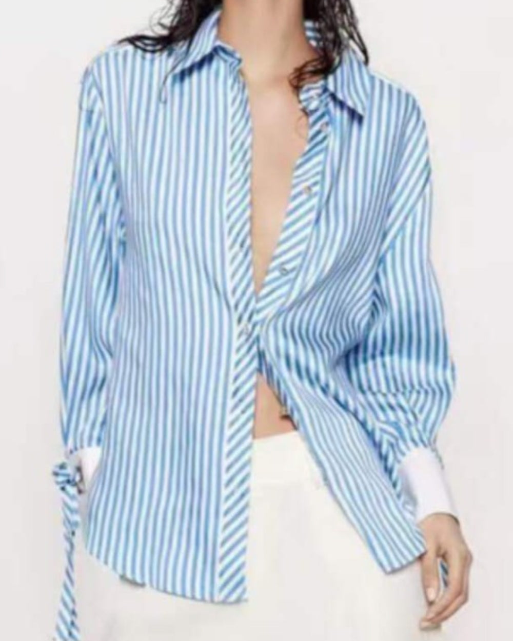 Riviera Stripe Relaxed Button-Up Shirt - Zilvina
