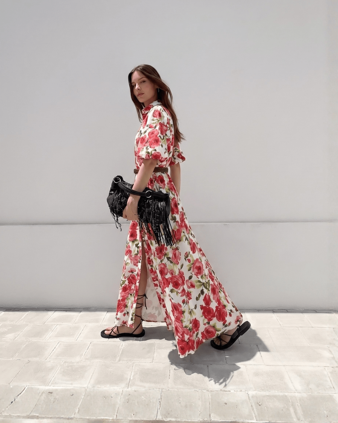 Rosalie Bloom Belted Midi Shirt Dress - Zilvina