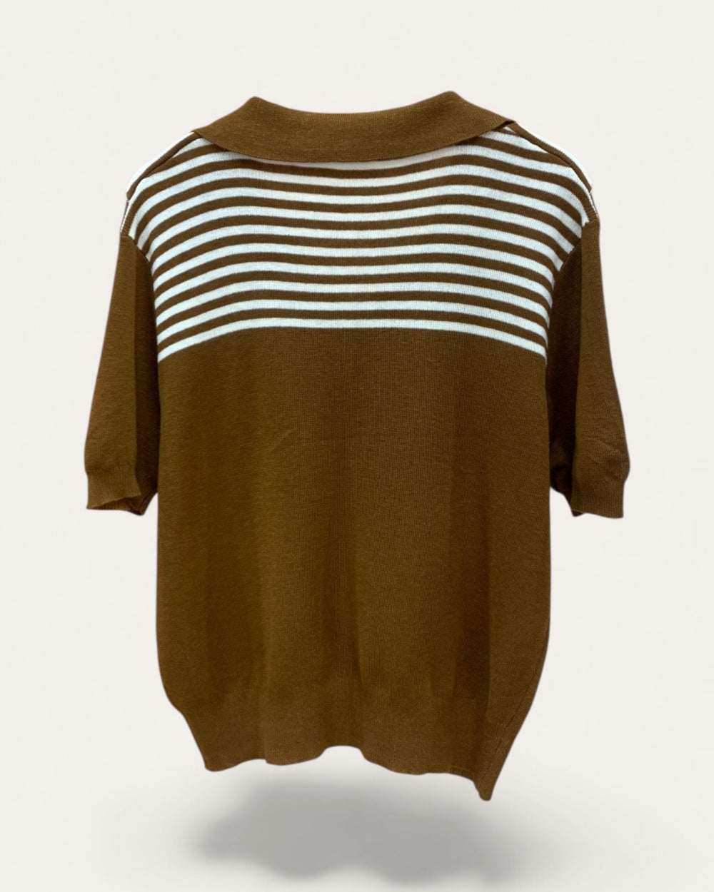 Sailor-Collar Striped Knit Top - Zilvina