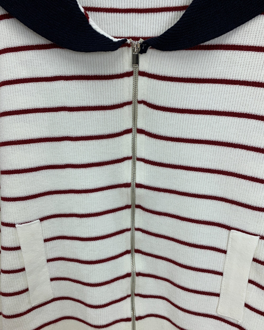 Sailor Collar Zip - Up Knit Cardigan - Zilvina