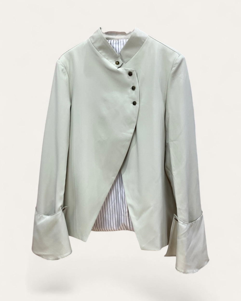 Sandstone Asymmetric Mandarin Collar Jacket - Zilvina
