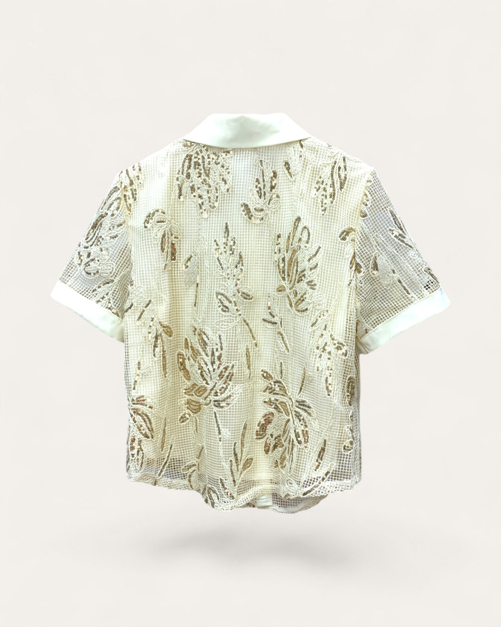 Sequin Embroidered Sheer Shirt Blouse - Zilvina