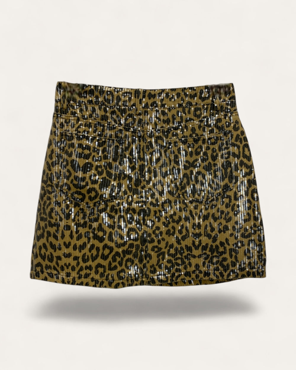 Sequin Leopard Print Mini Skirt - Zilvina