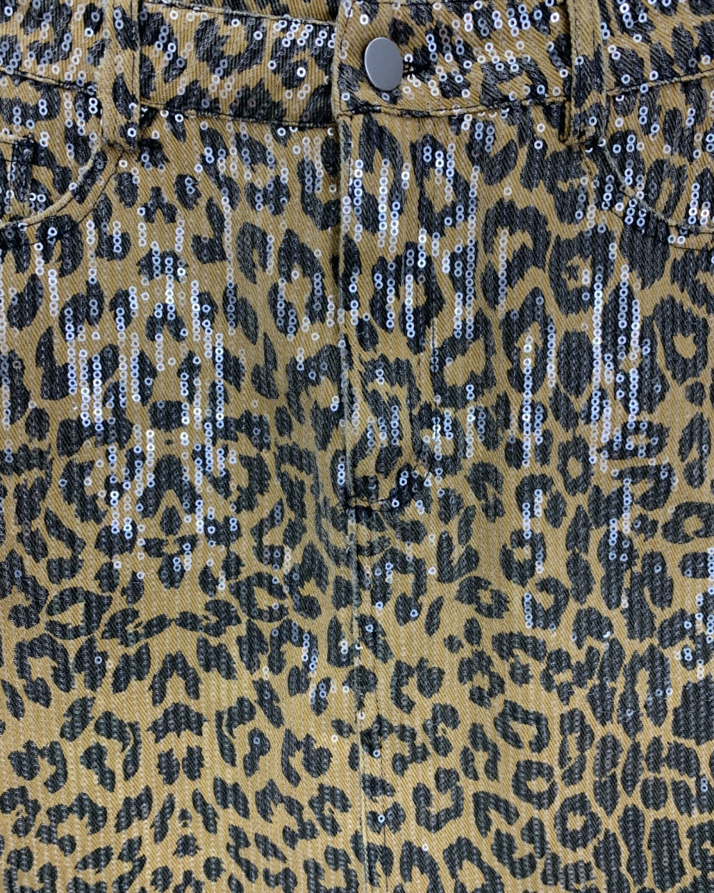 Sequin Leopard Print Mini Skirt - Zilvina