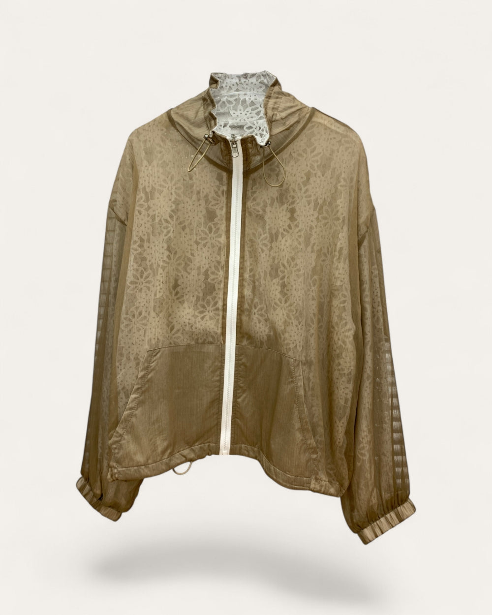 Sheer Lace Zip Jacket - Zilvina