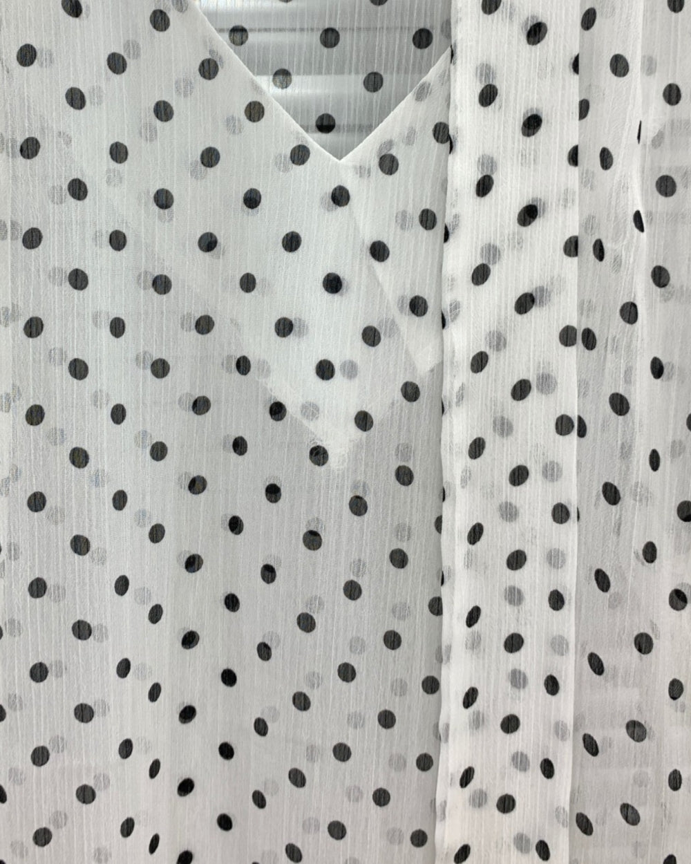 Sheer Polka Dot Button Blouse - Zilvina